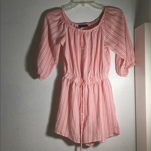 Pink And White Striped Romper